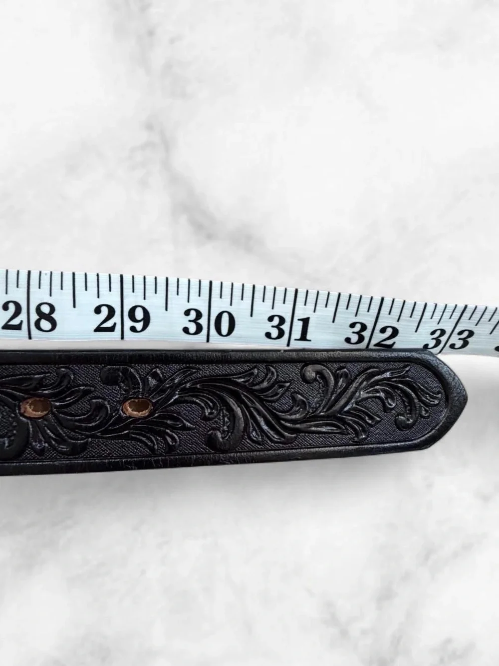 Tony Lama Black Leather Western Belt with Ornate Silver-Gold Buckle